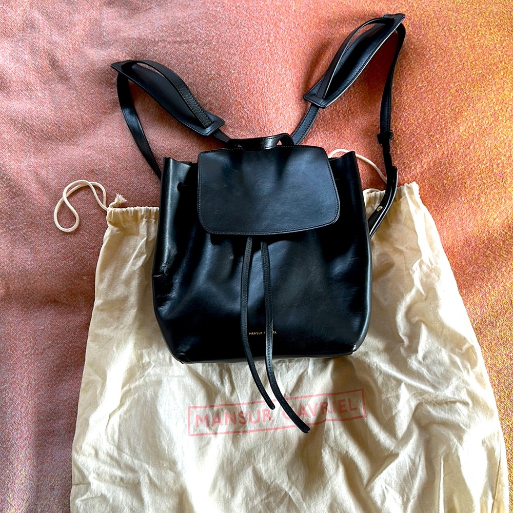 Mansur Gavriel Backpack Black Leather Raw interior